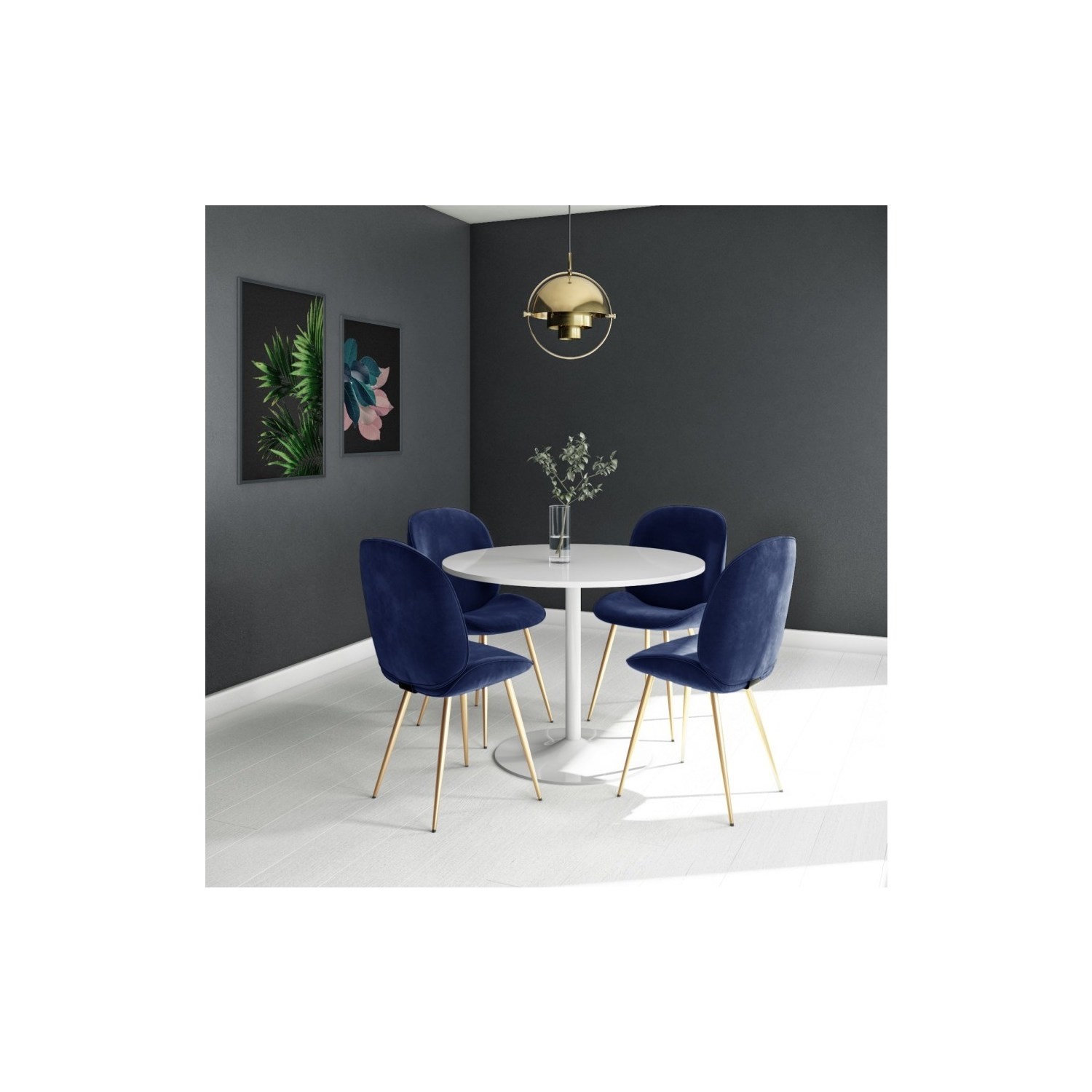 Roundhill Furniture Moniys - Set Tavolo Toeletta Con Specchio Girevole E Sgabello Imbottito, Colore Blu