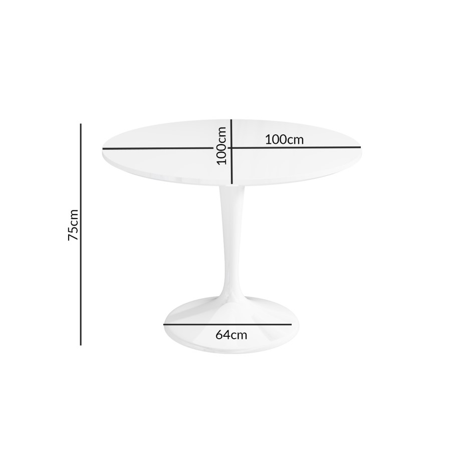 Aura White Round High Gloss Dining Table with 4 Dark Green Velvet Dining Chairs