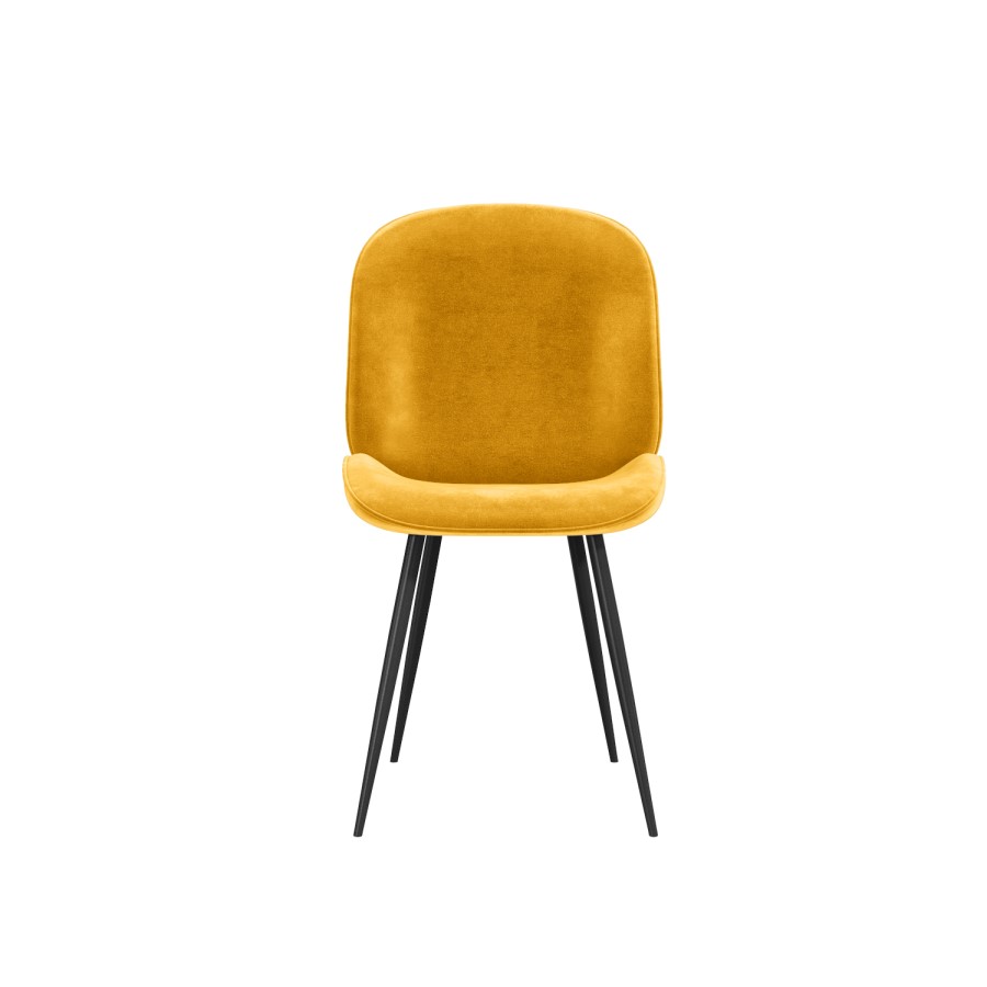 Aura Black Round High Gloss Dining Table with 4 Mustard Velvet Chairs