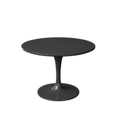 Round Black Gloss Dining Table with 4 Orange Velvet Tub Dining Chairs - Aura