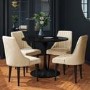 Aura Round Black Gloss Dining Table with 4 Cream Velvet Dining Chairs