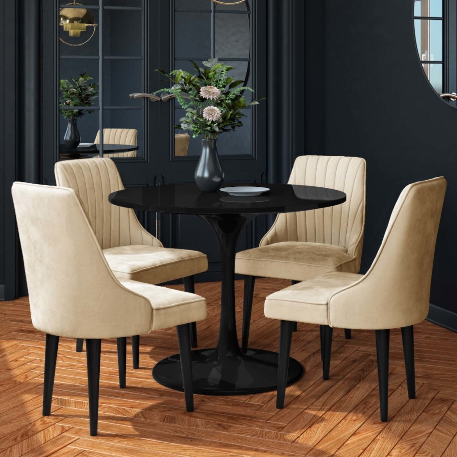 Black And Cream Dining Room