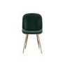 Aura Round White High Gloss Marble Dining Table with 4 Jenna Green Velvet Chairs with Gold Legs