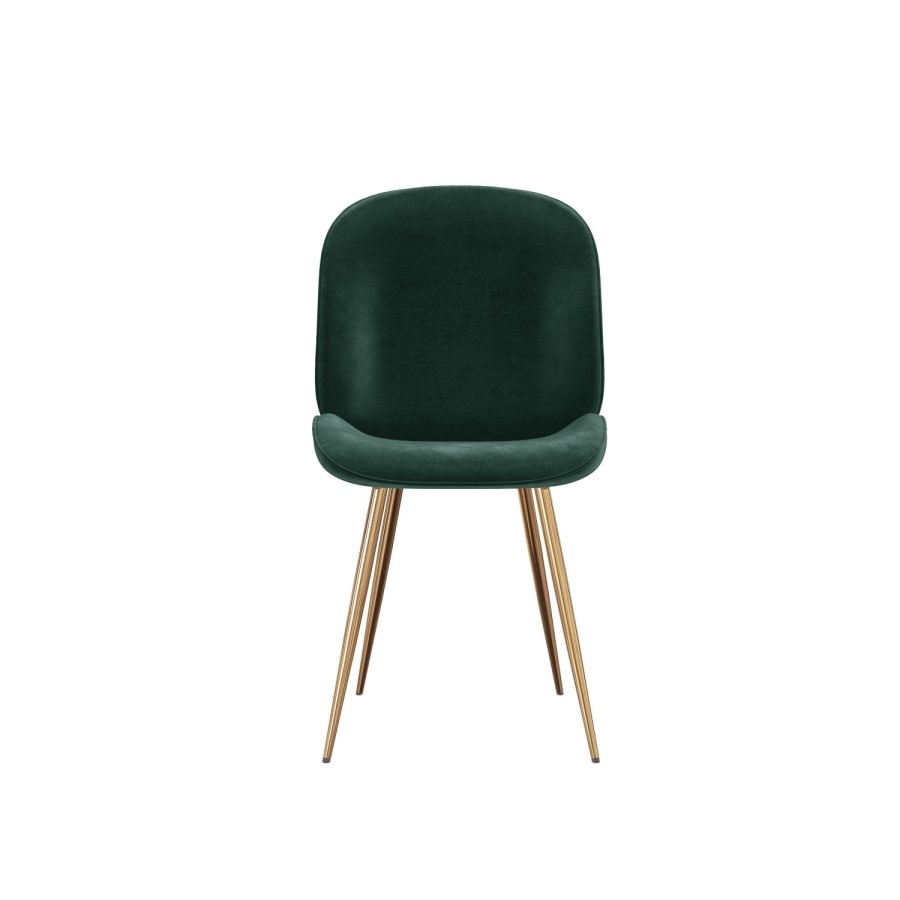 Aura Round White High Gloss Marble Dining Table with 4 Jenna Green Velvet Chairs with Gold Legs