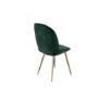 Aura Round White High Gloss Marble Dining Table with 4 Jenna Green Velvet Chairs with Gold Legs