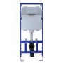 Wall Hung Rimless Toilet with Soft Close Seat, Brushed Brass Mechanical Flush Plate, 1160mm Frame & Cistern - Austin