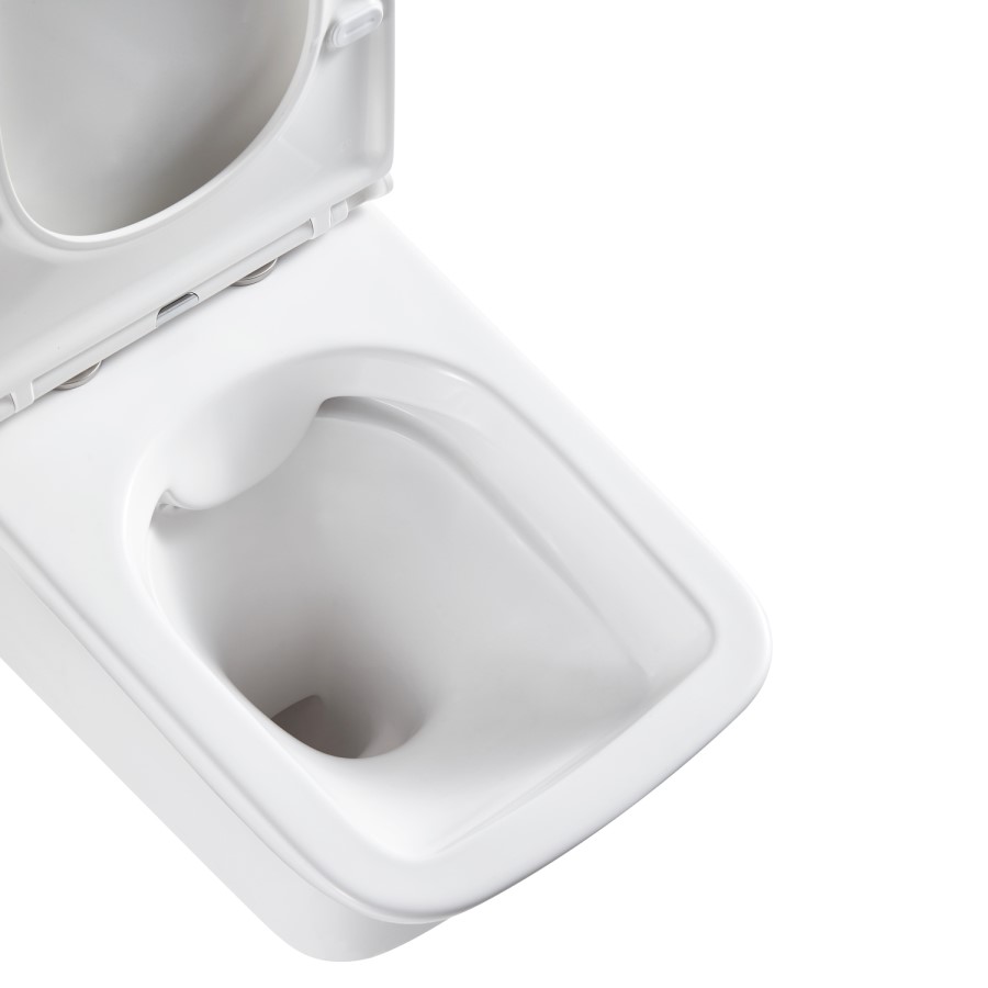 Wall Hung Rimless Toilet with Soft Close Seat, Brushed Bronze Pneumatic Flush Plate, 820mm Frame & Cistern - Austin