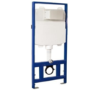 Wall Hung Rimless Toilet with Soft Close Seat, Brushed Bronze Pneumatic Flush Plate, 1160mm Frame & Cistern - Austin