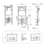 Wall Hung Rimless Toilet with Soft Close Seat, Brushed Bronze Pneumatic Flush Plate, 1160mm Frame & Cistern - Austin