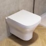 Wall Hung Rimless Toilet with Soft Close Seat, Matt Black Pneumatic Flush Plate, 1160mm Frame & Cistern - Austin