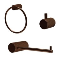 3 Piece Bronze Knurled Bathroom Accessory Set - Arissa