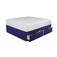 Sleepeezee Double 4 Drawer Divan Bed in Plush Navy with Cooler Pinnacle 1000 Mattress