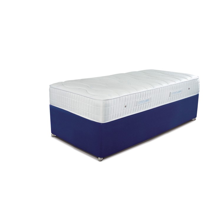 Sleepeezee Single Divan Bed in Plush Navy with Cooler Pinnacle 1000 Mattress