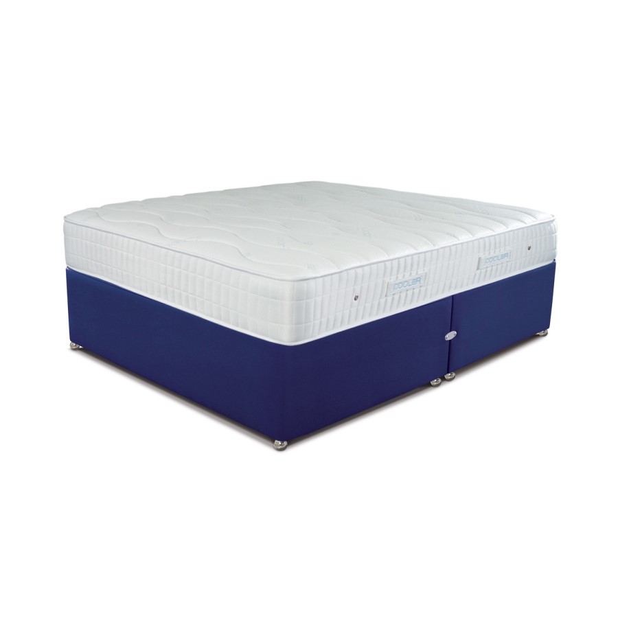 Sleepeezee Super King Divan Bed in Plush Navy with Cooler Pinnacle 1000 Mattress