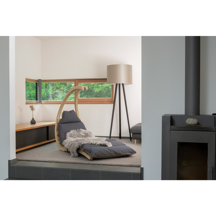 Outdoor Wooden Swing Lounger with Anthracite Grey Cushion
