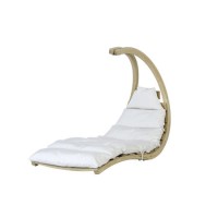 Outdoor Wooden Swing Lounger with Creme Cushion