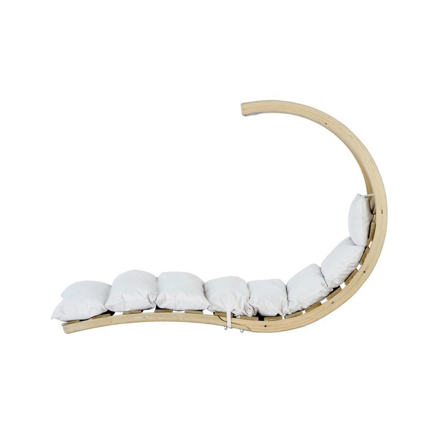 Outdoor Wooden Swing Lounger with Creme Cushion