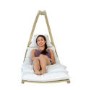 Outdoor Wooden Swing Lounger with Creme Cushion