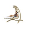 Outdoor Wooden Swing Lounger with Creme Cushion