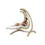 Outdoor Wooden Swing Lounger with Creme Cushion