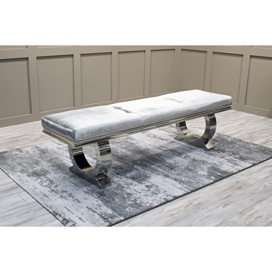 Grey Marble Dining Set with 180cm Table Velvet Chairs and Bench - Seats 6 - Vida Living Arianna