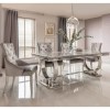 Grey Marble Dining Set with 180cm Table &amp; Grey Velvet Chairs - Seats 4 - Arianna
