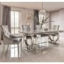 Grey Marble Dining Set with 180cm Table & Grey Velvet Chairs - Seats 4 - Arianna