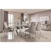 Grey Marble Dining Set with 200cm Table &amp; 6 Velvet Chairs - Arianna
