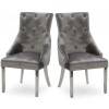 Grey Marble Dining Set with 200cm Table &amp; 6 Velvet Chairs - Arianna