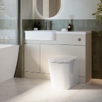 1100mm Beige Left Hand Toilet and Sink Unit with Square Toilet and Chrome Fittings - Bali