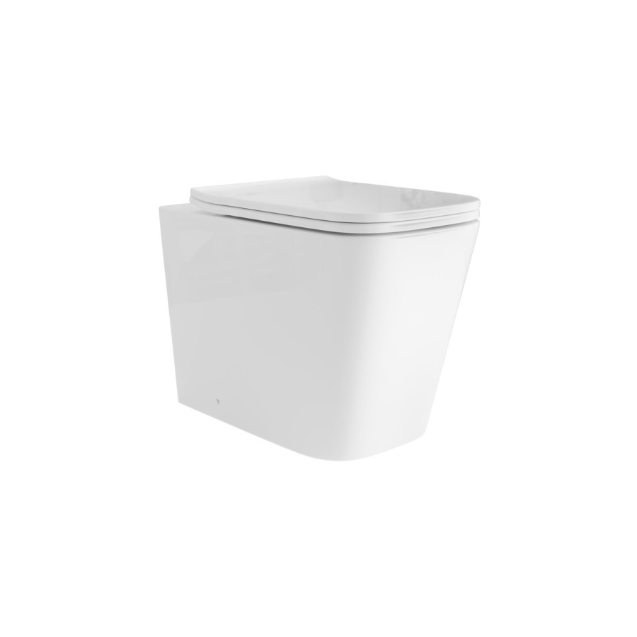 1100mm Beige Left Hand Toilet and Sink Unit with Square Toilet and Black Fittings - Bali