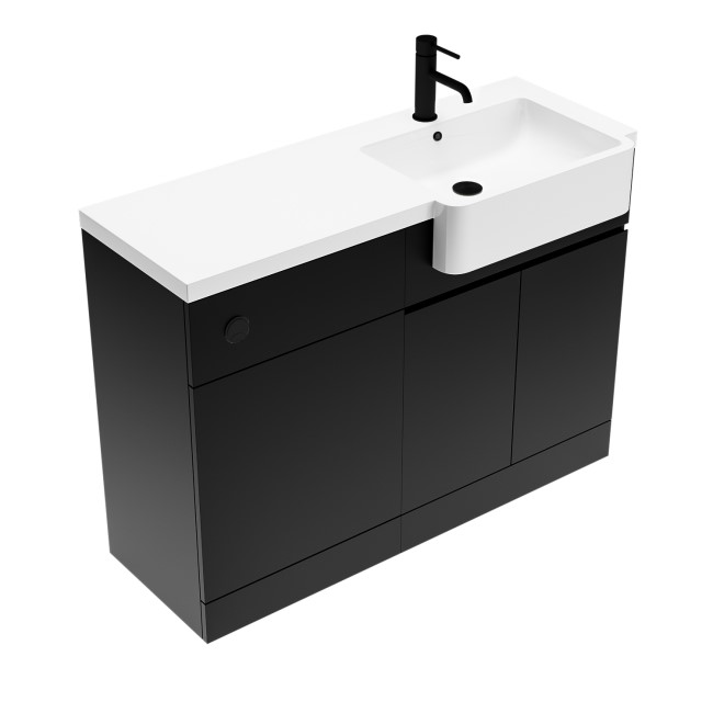 1100mm Black Right Hand Toilet and Sink Unit with Black Fittings - Unit & Basin Only - Bali