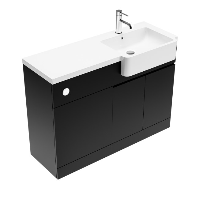 1100mm Black Right Hand Toilet and Sink Unit with Chrome Fittings - Unit & Basin Only - Bali