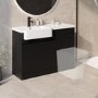 1100mm Black Left Hand Toilet and Sink Unit with Black Fittings - Unit & Basin Only - Bali