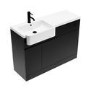1100mm Black Toilet and Sink Unit Left Hand with Square Toilet Toilet and Black Fittings - Bali