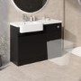 1100mm Black Left Hand Toilet and Sink Unit with Chrome Fittings - Unit & Basin Only - Bali