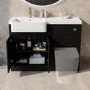1100mm Black Left Hand Toilet and Sink Unit with Brass Fittings - Unit & Basin Only - Bali