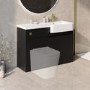 1100mm Black Right Hand Toilet and Sink Unit with Brass Fittings - Unit & Basin Only - Bali