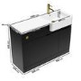 1100mm Black Toilet and Sink Unit Right Hand with Square Toilet and Brass Fittings - Bali