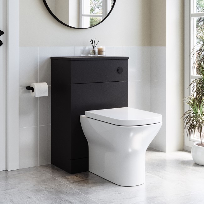 500mm Black Back to Wall Toilet Unit Only – Palma