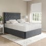 Grey Velvet King Size Divan Bed with 2 Drawers and Chesterfield Headboard - Langston
