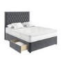 Grey Velvet King Size Divan Bed with 2 Drawers and Chesterfield Headboard - Langston