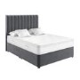Grey Velvet King Size Divan Bed with 2 Drawers and Vertical Stripe Headboard - Langston
