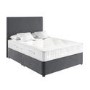Grey Velvet Super King Divan Bed with 2 Drawers and Plain Headboard - Langston