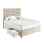 Beige Velvet King Size Divan Bed with 2 Drawers and Chesterfield Headboard - Langston