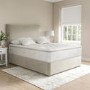 Beige Velvet King Size Divan Bed with 2 Drawers and Horizontal Stripe Headboard - Langston