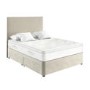 Beige Velvet King Size Divan Bed with 2 Drawers and Plain Headboard - Langston
