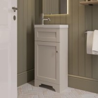 400mm Beige Freestanding Cloakroom Vanity Unit with Basin - Baxenden