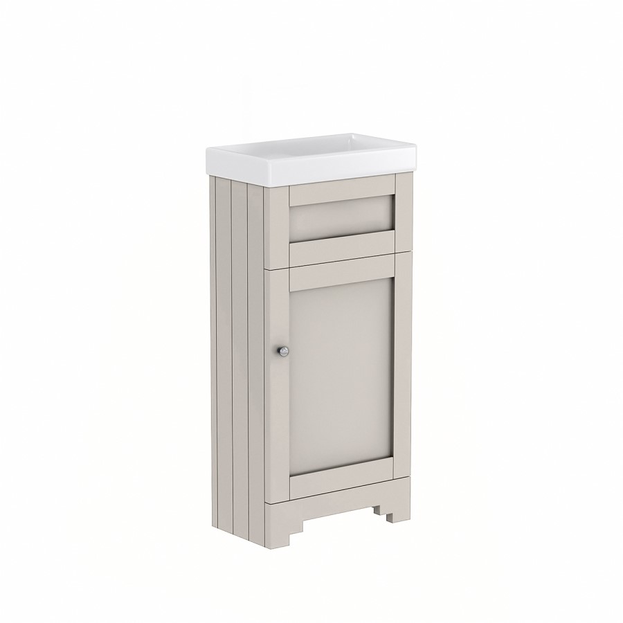 400mm Beige Freestanding Cloakroom Vanity Unit with Basin - Baxenden