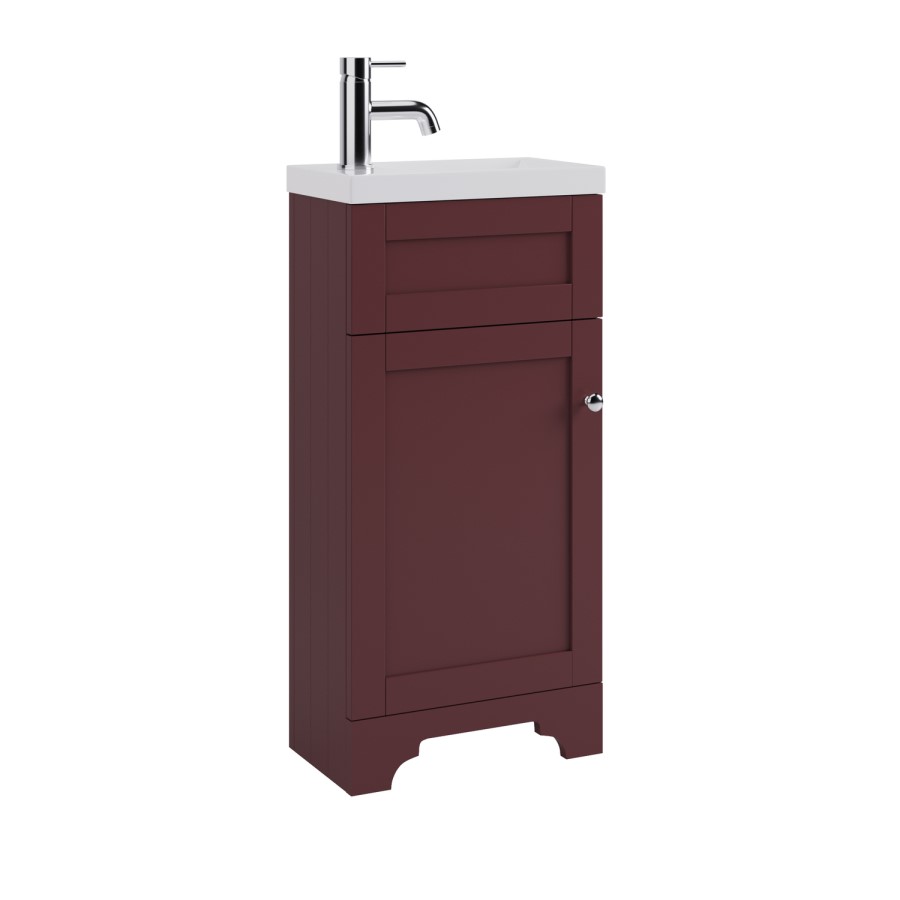 400mm Burgundy Freestanding Cloakroom Vanity Unit with Basin - Baxenden